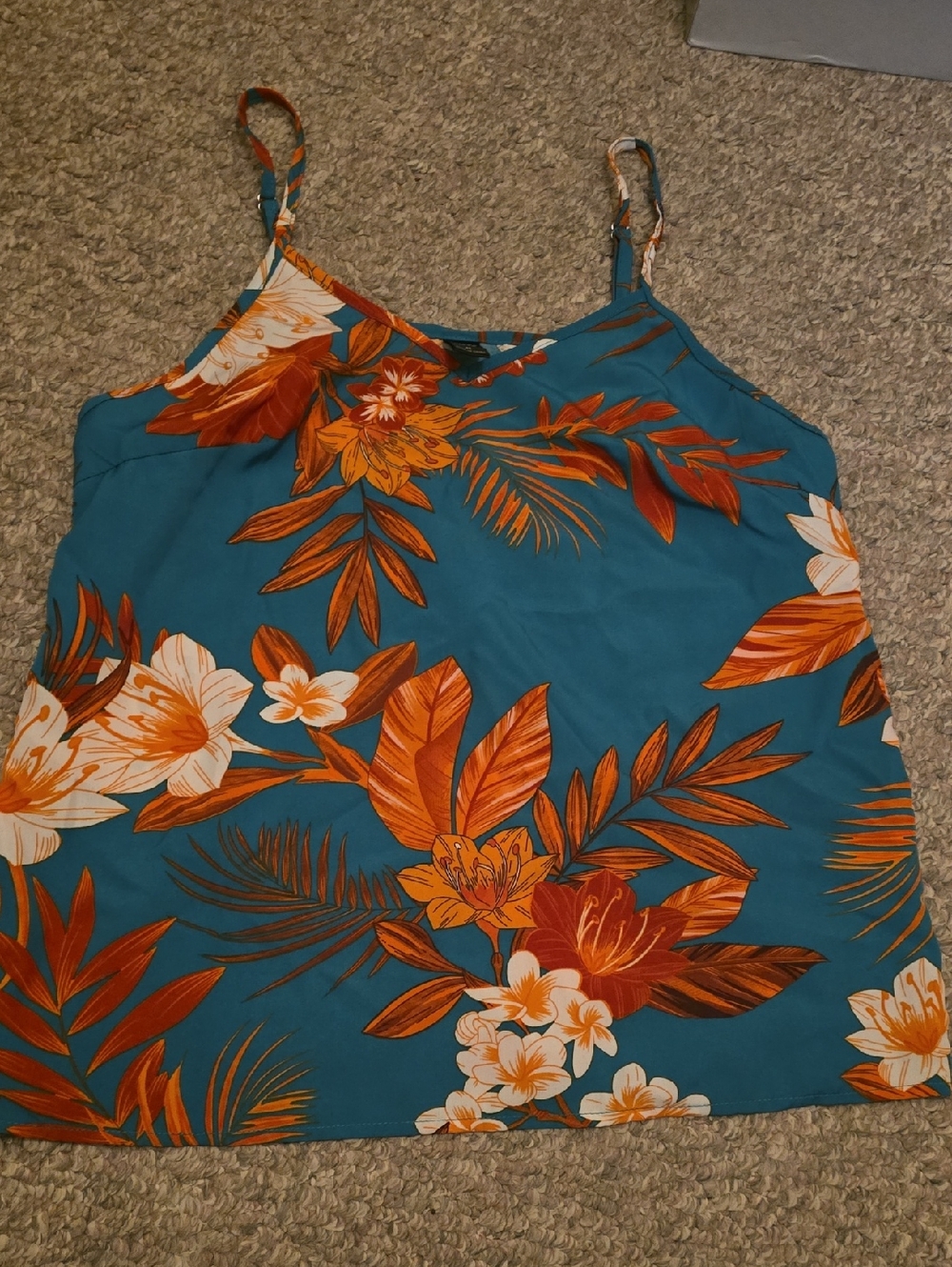 Floral Teal Camisole Tank Top - Women's